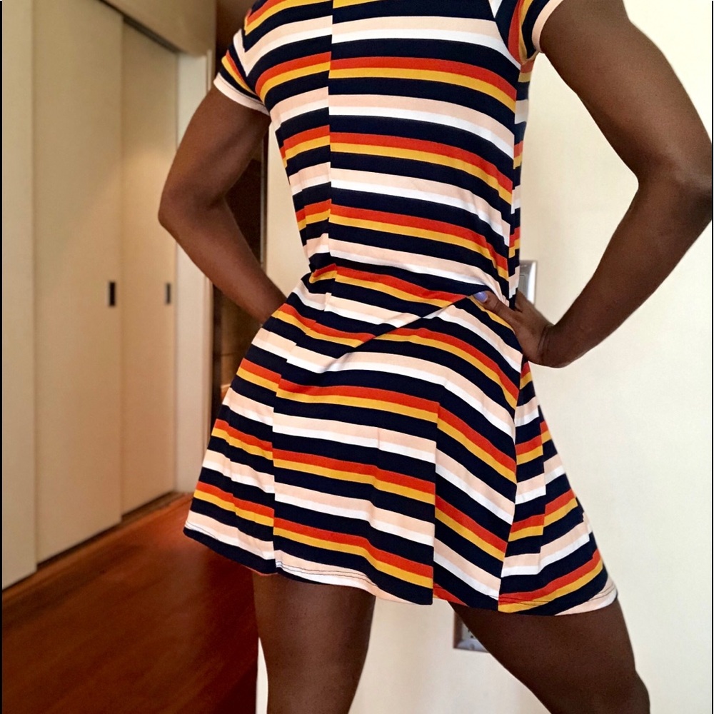 Multi Color Mini Striped Dress - Picture 4 of 4